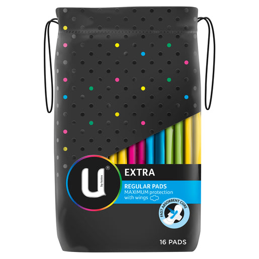 U By Kotex Extra Regular Pads with Wings 16 pack