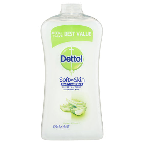 Dettol Antibacterial Liquid Hand Wash Aloe Vera & Vitamin E Refill 950 ml