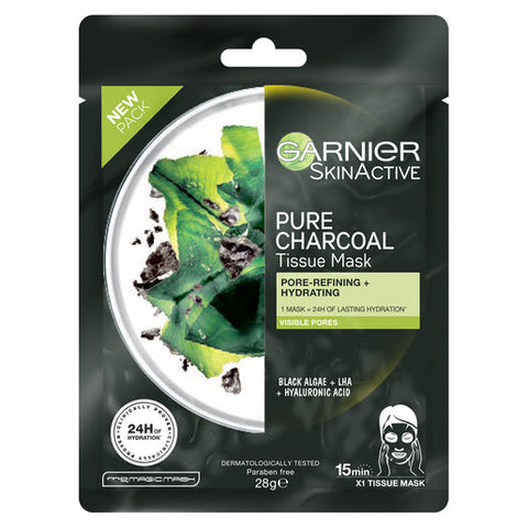 Garnier SkinActive Pure Charcoal Tissue Face Mask Black Algae 1 ea