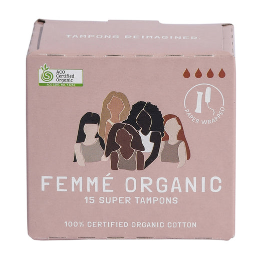 Femme Organic Super Cotton Tampons 15 pack