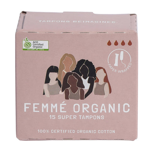Femme Organic Super Cotton Tampons 15 pack