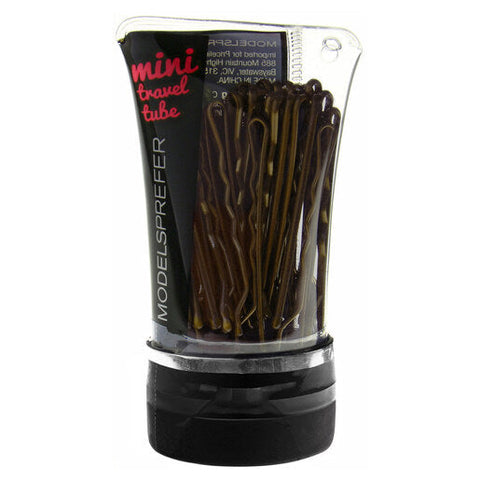 Models Prefer Mini Travel Tube Super Grip Bobby Pins Brown 40 pack
