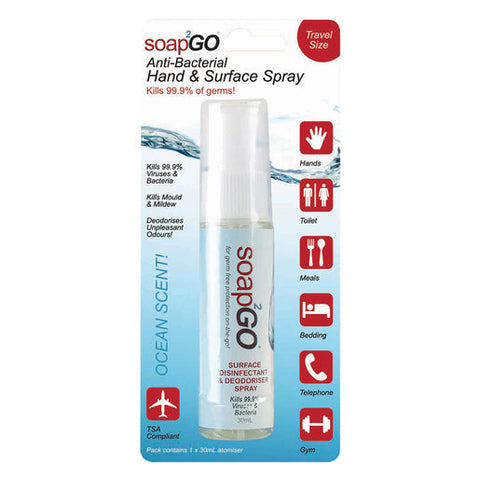 soap2GO Anti-Bacterial Hand & Surface Spray 30 ml