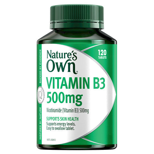 Nature's Own Vitamin B3 500mg with Vitamin B for Energy + Skin Health 120 tablets