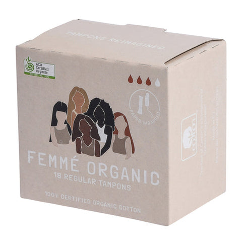Femme Organic Regular Cotton Tampons 18 pack