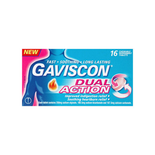 Gaviscon Peppermint Dual Action Chewable Tablets 16 tablets