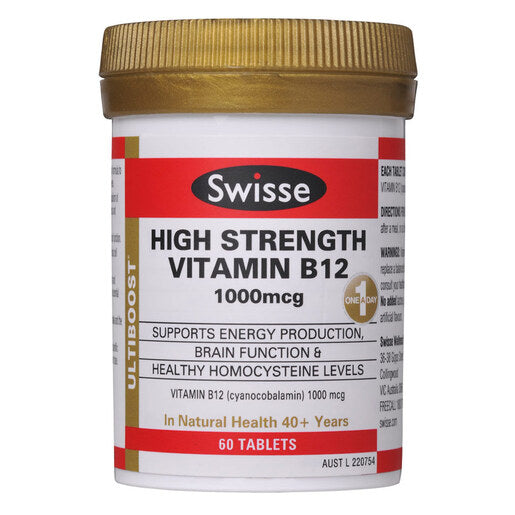 Swisse Ultiboost High Strength Vitamin B12 1000mcg 60 tablets