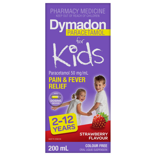 Dymadon For Kids 2 to 12 Years Liquid Paracetamol Strawberry 200 ml