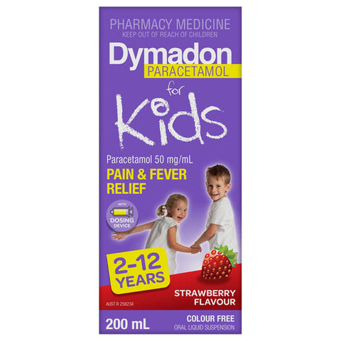 Dymadon For Kids 2 to 12 Years Liquid Paracetamol Strawberry 200 ml