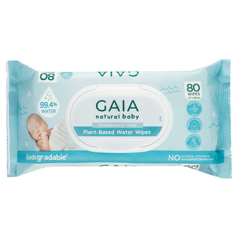 GAIA Natural Baby Plant-Based Water Wipes 80 pack