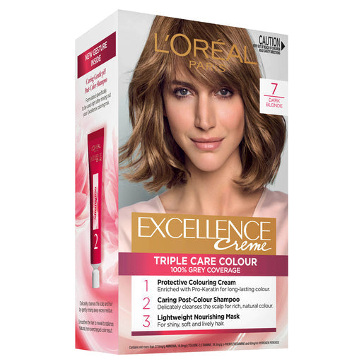 L'Oréal Paris Excellence Creme 7 Dark Blonde (100% Grey Coverage) 1 pack