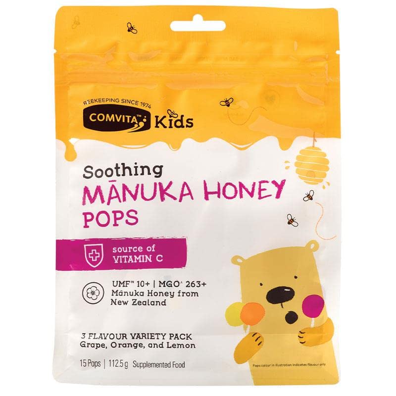 COMVITA Soothing Manuka Honey Pops Kids  3 Flavour Variety Pack (UMF 10+) 15pcs