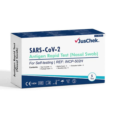 Just Check Covid-19 (SARS-CoV-2) Rapid Antigen Test Nasal Swab X 5
