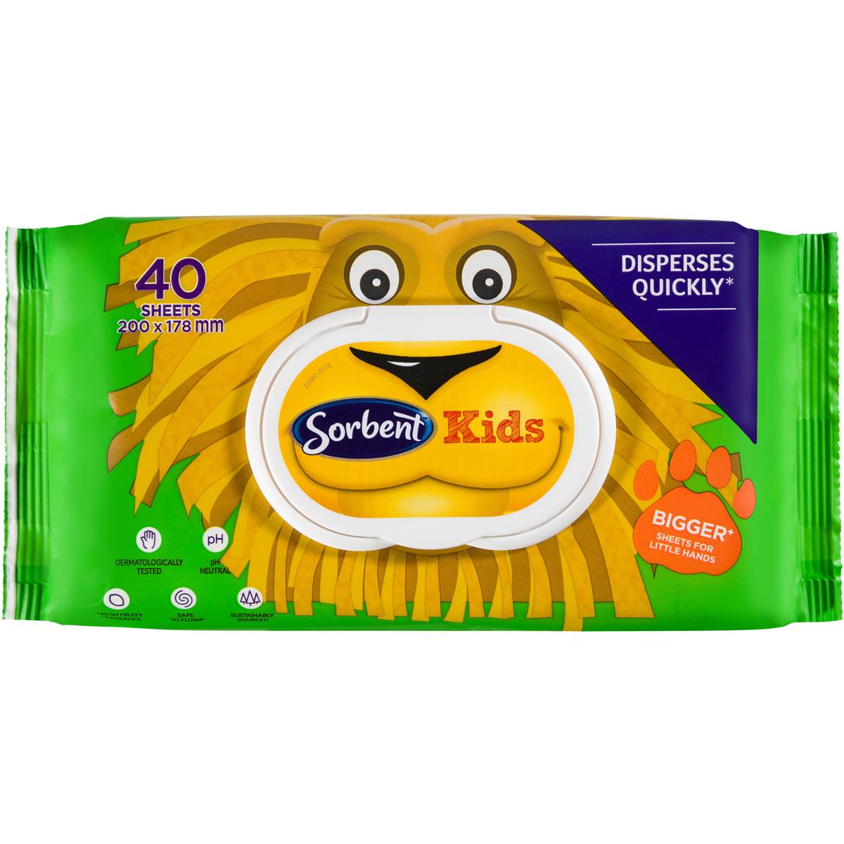 Sorbent Flushable Wipes Kids 40PK