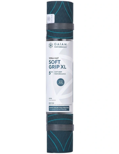 Gaiam Soft Grip XL 5mm Printed Yoga Mat Teal