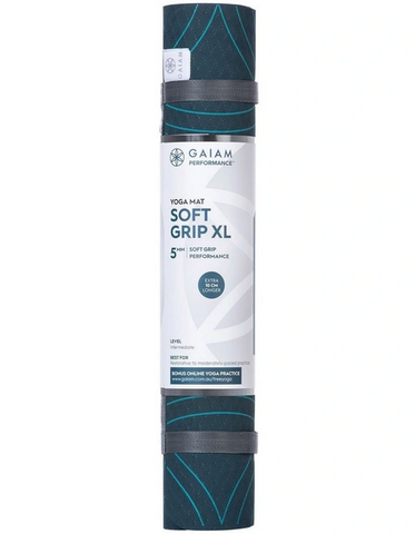 Gaiam Soft Grip XL 5mm Printed Yoga Mat Teal