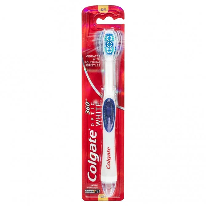 Colgate 360 Optic White Powered Toothbrush Soft with vibrating & polishing bristles Soft