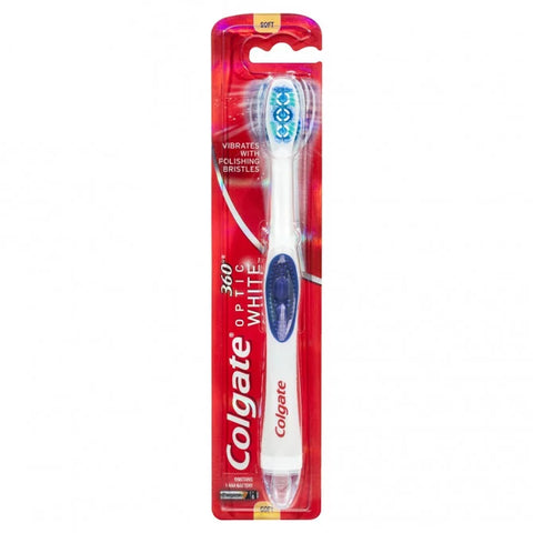 Colgate 360 Optic White Powered Toothbrush Soft with vibrating & polishing bristles Soft