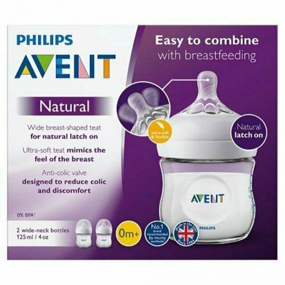 Avent Natural Feed Bottle 125mL 2 Pack