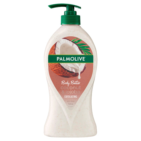 Palmolive Body Butter Coconut Scrub Jojoba Exfoliating Body Wash 750mL