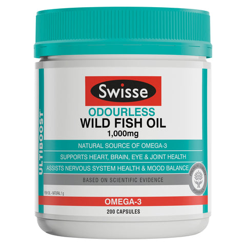 Swisse Ultiboost Odourless Wild Fish Oil 1000mg 200 Capsules