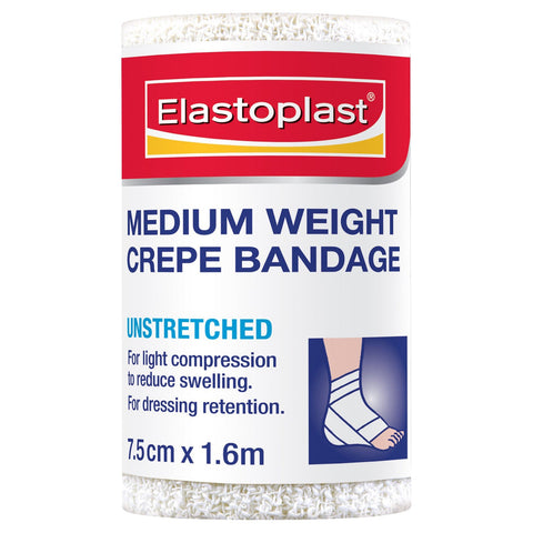 Elastoplast Medium Weight Crepe Bandage Unstretched 7.5cm  x 1.6M