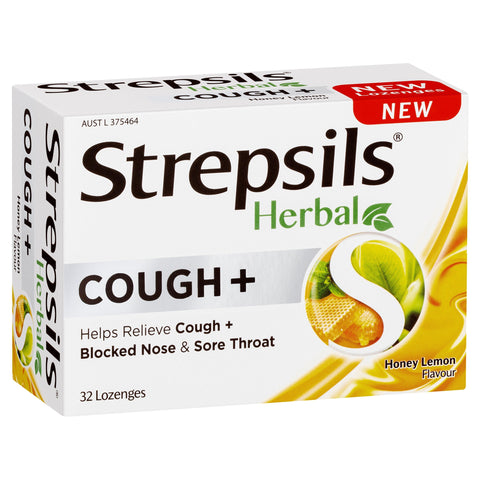 Strepsils Herbal Cough Lozenges Honey Lemon 32 Pack