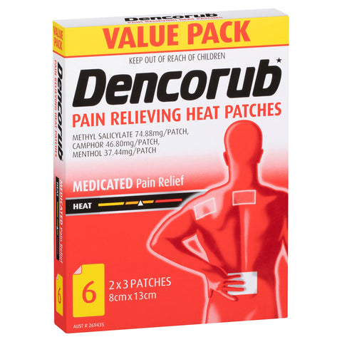 DENCORUB HEAT PATCHES 6PK