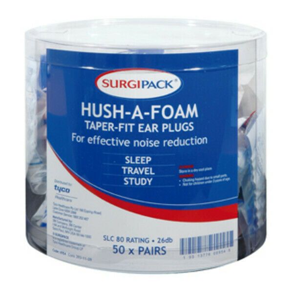 Surgipack 6954 Hush-A-Foam Taper-Fit Ear Plugs 50PK