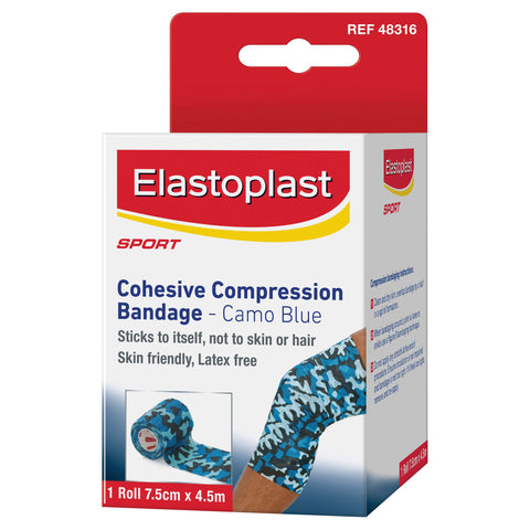 Elastoplast Sport Cohesive Compression Bandage Camo Blue 7.5cm x 4.5m