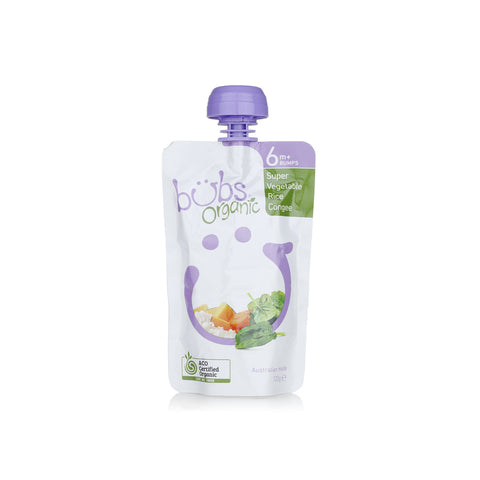 Bubs Organic Super Vegetable Rice Congee Pouch 120g X 6
