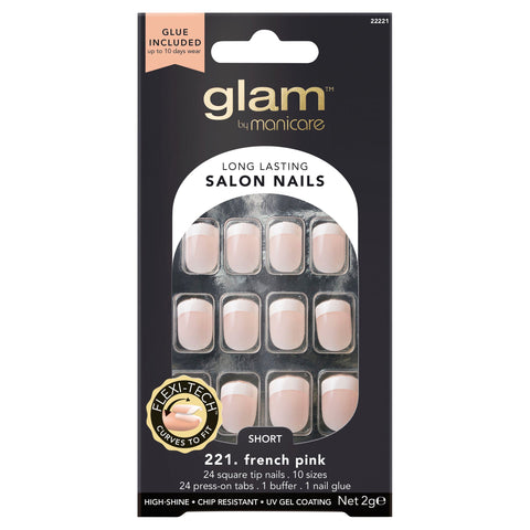 Glam By Manicare 221. French Pink Short Square Nails