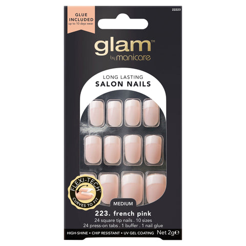 Glam By Manicare 223. French Pink Medium Square Nails