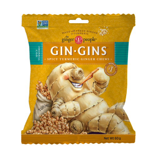 THE GINGER PEOPLE Gin Gins Ginger Candy Bag Chewy - Spicy Turmeric 12x 60g