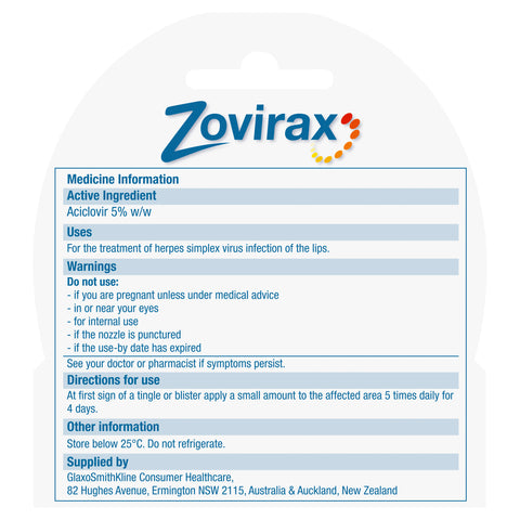 Zovirax Cold Sore Crm Tube 2g