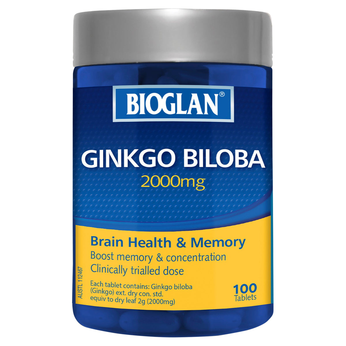 Bioglan Ginkgo Biloba 2000mg 100 Tablets