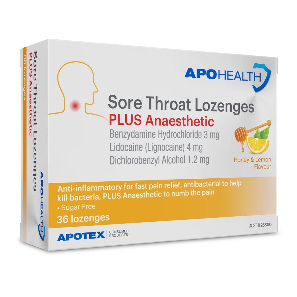 ApoHealth Sore Throat Lozenges Plus Anaesthetic 36PK