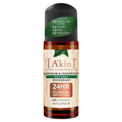 A’kin Geranium & Cedarwood Natural Roll-On Deodorant 65ml