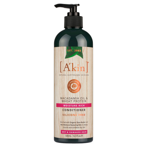 A'kin Moisture Rich Macadamia Oil & Wheat Protein Conditioner 500ml