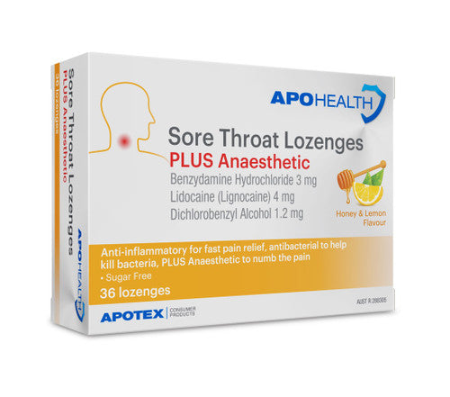 ApoHealth Sore Throat Lozenges PLUS Anaesthetic 36 Pack