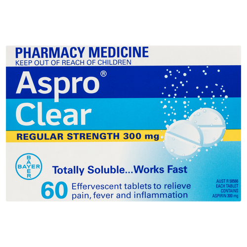 Aspro Clear Pain Relief Aspirin 60 Soluble Tablets