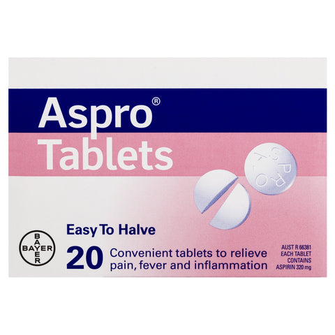 Aspro Clear Pain Relief Aspirin Easy To Halve 20 Tablets