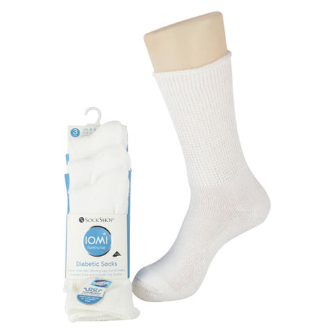 Aussie Sock Shop IOMI Footnurse Diabetic Cushion Foot Unisex Socks Size 4-8 White 3 Pack