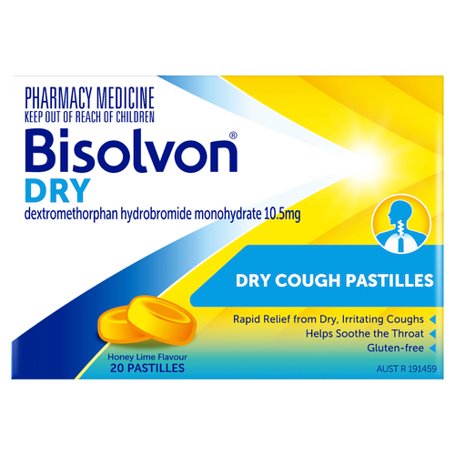 Bisolvon Dry Cough Pastilles Honey Lime 20 pack