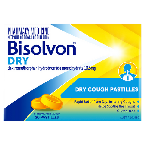 Bisolvon Dry Cough Pastilles Honey Lime 20 pack