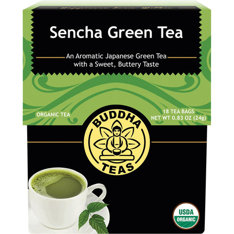 BUDDHA TEAS Organic Tea Bags Sencha Green Tea 18
