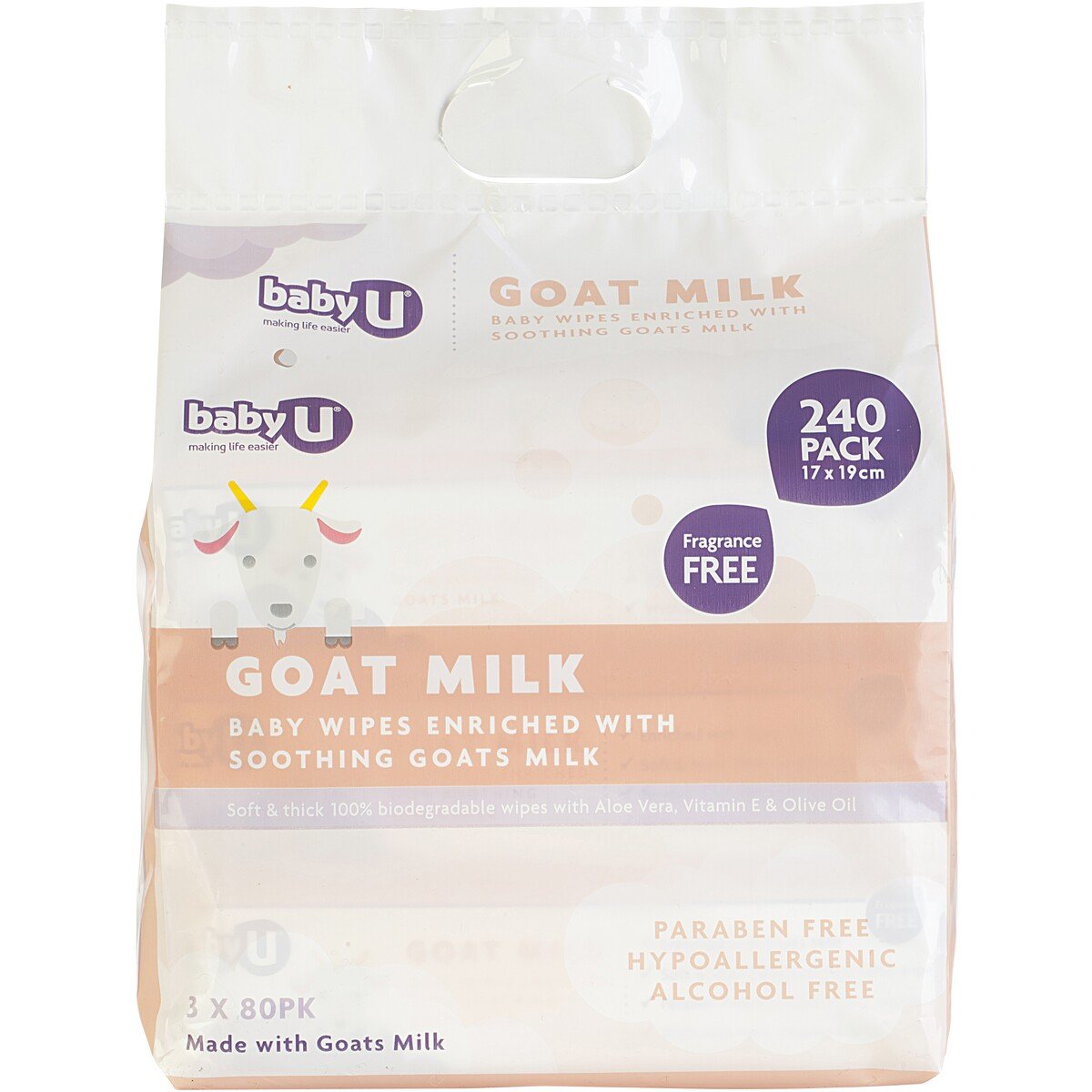 Baby U Baby Wipes Goat 240 Pack