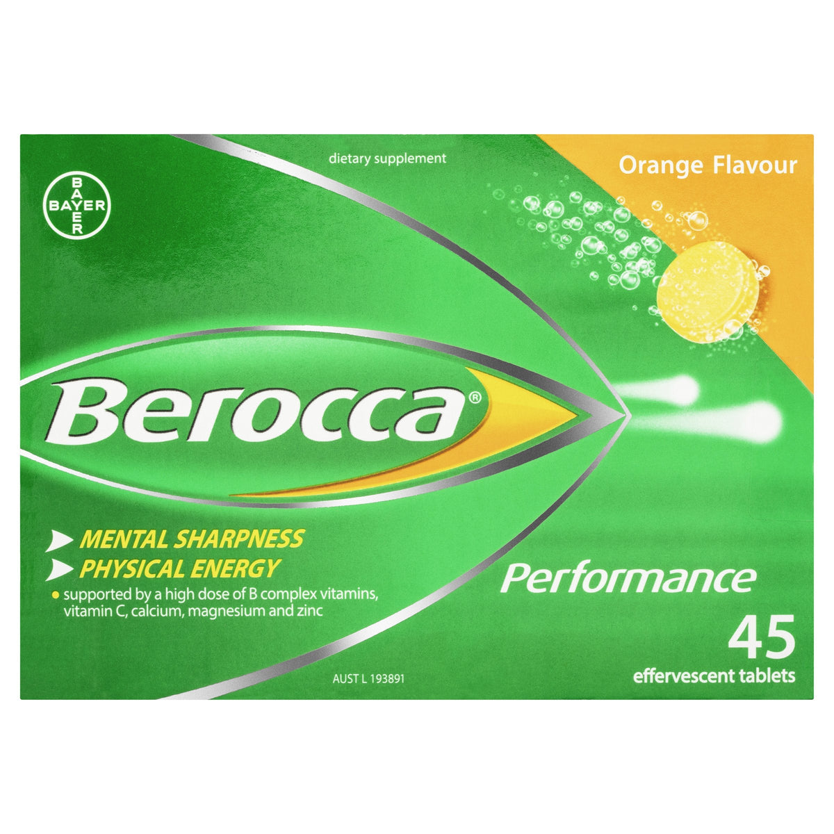 Berocca Energy Vitamin Orange Effervescent Tablets 45 Pack