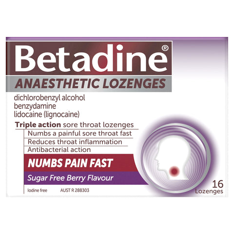 Betadine Anaesthetic Lozenges Berry 16 Pack
