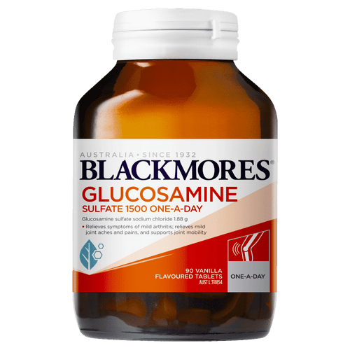 Blackmores Glucosamine 1500mg One-A-Day 90 Tablets front of bottle